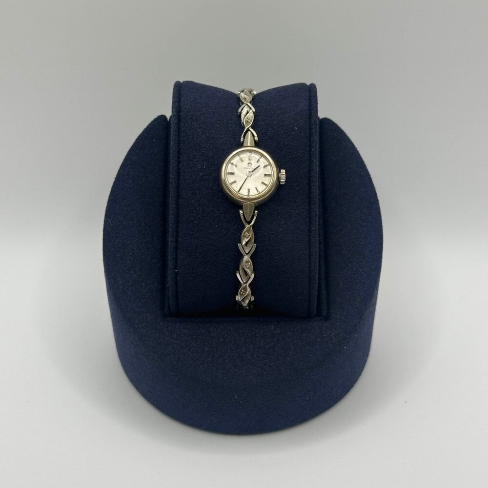 Vintage 70s Women's Omega Wrist Watch 14K Solid White Gold